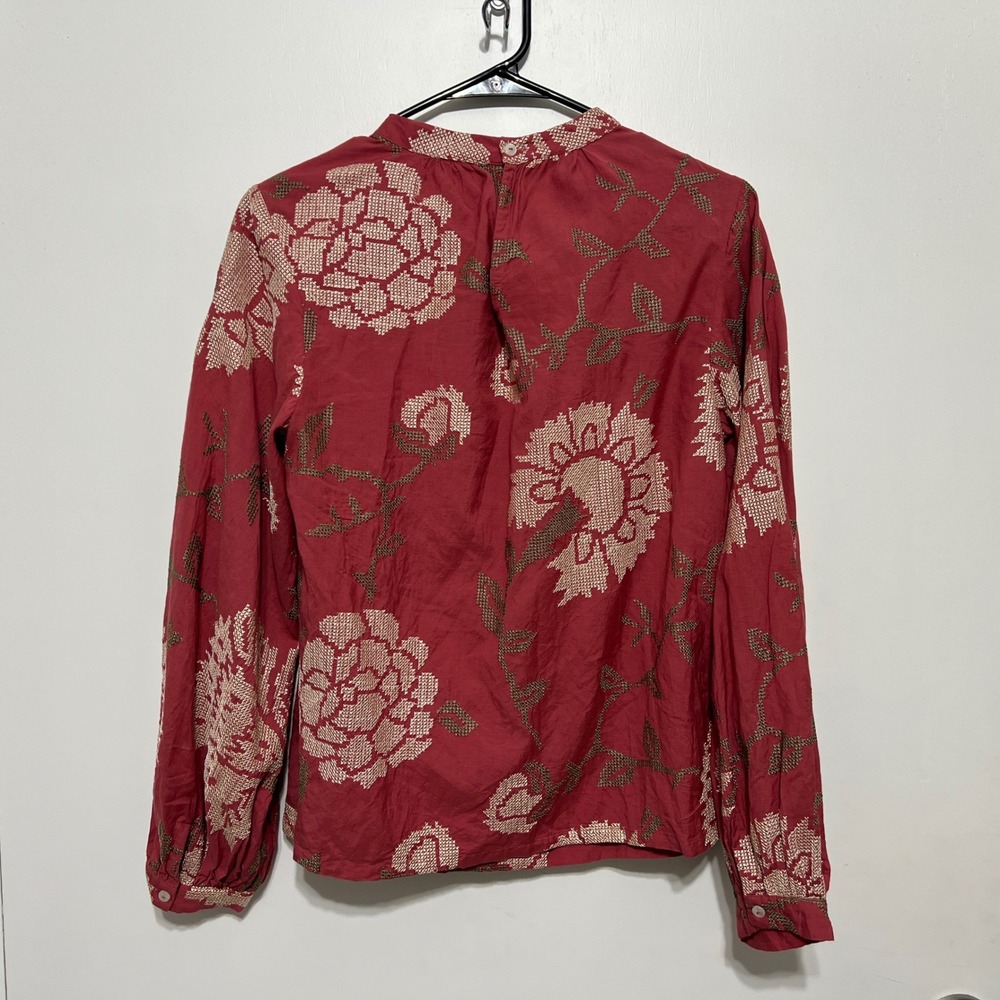 Anthropologie Payal Pratap Embroidered Blouse Size 6 Rhododendron Peasant‎ Top - Picture 7 of 8
